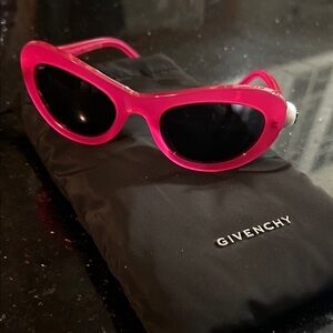Givenchy Hot Pink Cat-Eye Sunglasses with Black Lenses